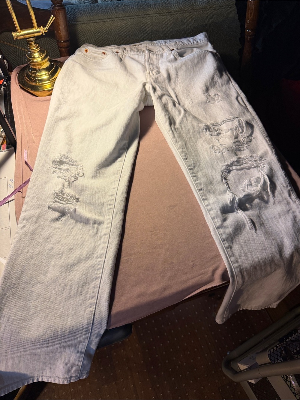GAP White Distressed Flare Jeans